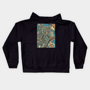 Turin Map Pattern in Mid Century Pastel Kids Hoodie